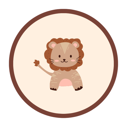 Logo de la empresa Shine Baby que contiene un león y ofrece ropa para bebés.