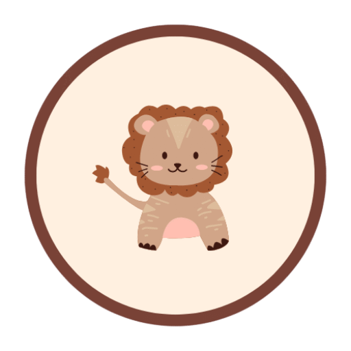 Logo de la empresa Shine Baby que contiene un león y ofrece ropa para bebés.